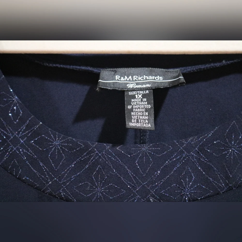 R&M Richards Dress, Navy, Plus Size 1X - Picture 4 of 9